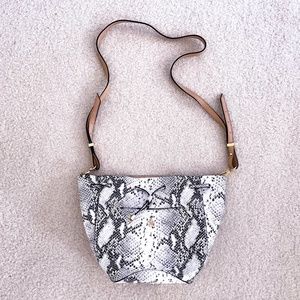 Ann Taylor snakeskin crossbody leather bucket bag